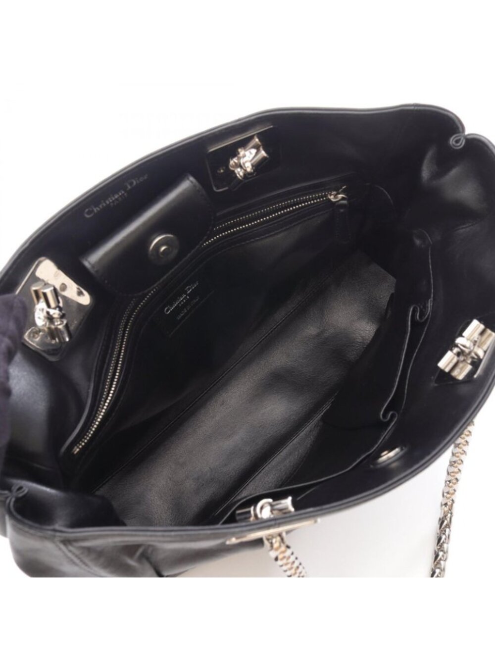 Dior Dio Tote Black Leather Granville Che - Picture 3 of 13